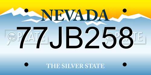 77JB258 Nevada License Plate