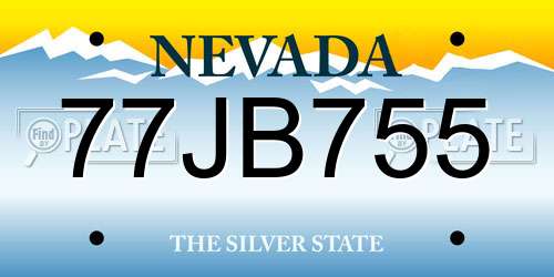 77JB755 Nevada License Plate