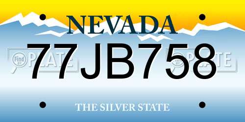 77JB758 Nevada License Plate