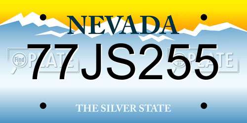 77JS255 Nevada License Plate