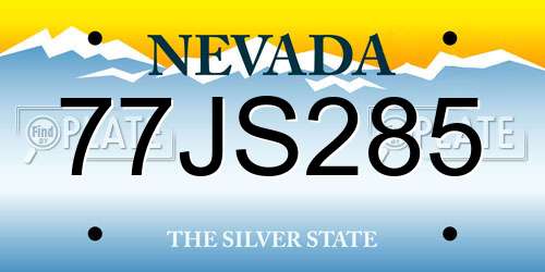 77JS285 Nevada License Plate