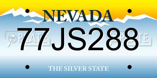 77JS288 Nevada License Plate