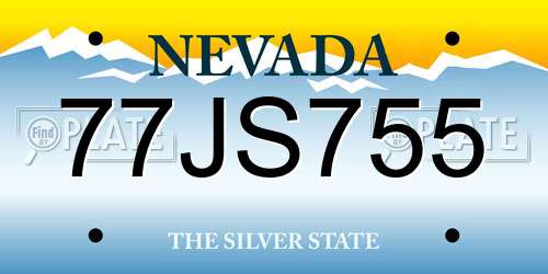 77JS755 Nevada License Plate