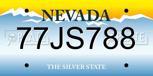 77JS788 Nevada License Plate