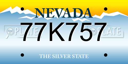 77K757 Nevada License Plate