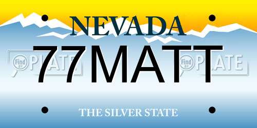 77MATT Nevada License Plate