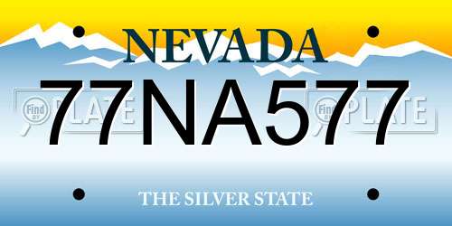 77NA577 Nevada License Plate