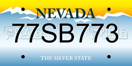 77SB773 Nevada License Plate