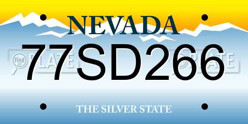 77SD266 Nevada License Plate