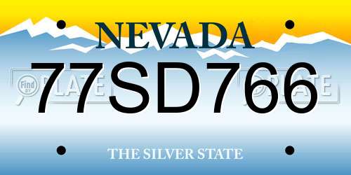 77SD766 Nevada License Plate