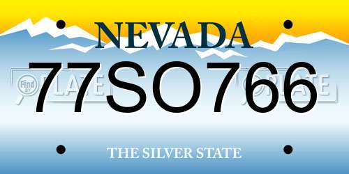 77SO766 Nevada License Plate