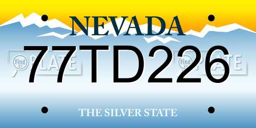 77TD226 Nevada License Plate