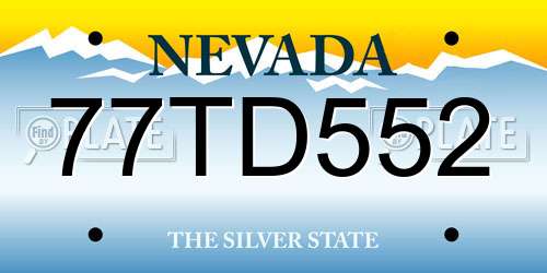 77TD552 Nevada License Plate