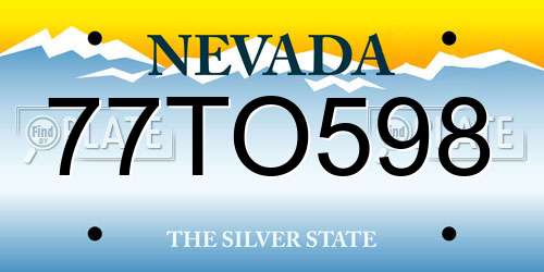 77TO598 Nevada License Plate