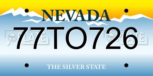 77TO726 Nevada License Plate
