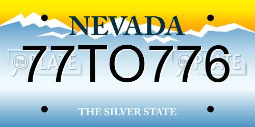 77TO776 Nevada License Plate