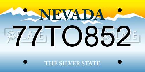77TO852 Nevada License Plate