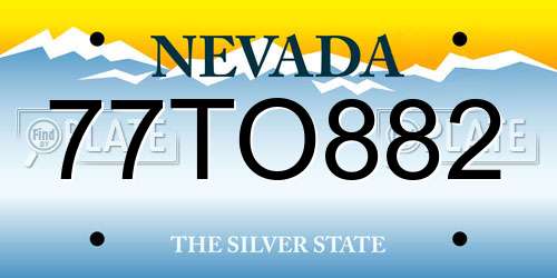 77TO882 Nevada License Plate