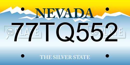77TQ552 Nevada License Plate