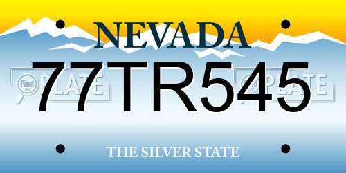 77TR545 Nevada License Plate