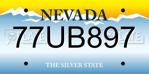 77UB897 Nevada License Plate