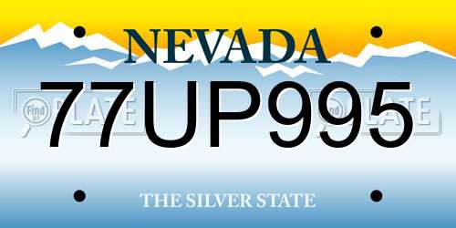 77UP995 Nevada License Plate