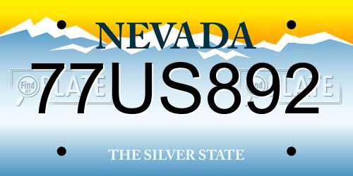 77US892 Nevada License Plate