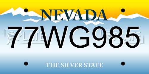 77WG985 Nevada License Plate