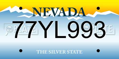 77YL993 Nevada License Plate