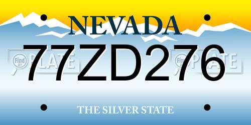 77ZD276 Nevada License Plate