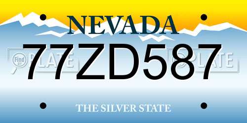 77ZD587 Nevada License Plate