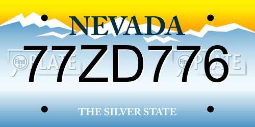 77ZD776 Nevada License Plate