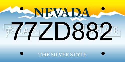 77ZD882 Nevada License Plate