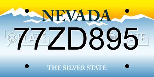 77ZD895 Nevada License Plate
