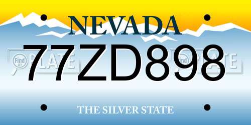 77ZD898 Nevada License Plate