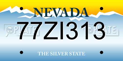 77ZI313 Nevada License Plate