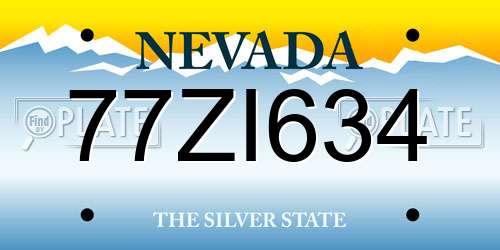 77ZI634 Nevada License Plate