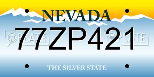 77ZP421 Nevada License Plate