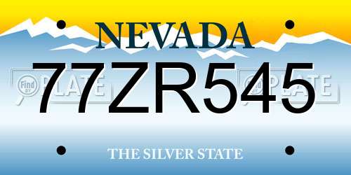 77ZR545 Nevada License Plate