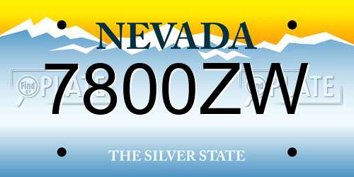 7800ZW Nevada License Plate