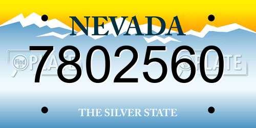 7802560 Nevada License Plate