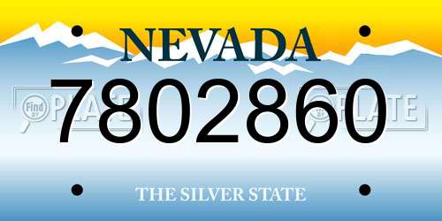 7802860 Nevada License Plate