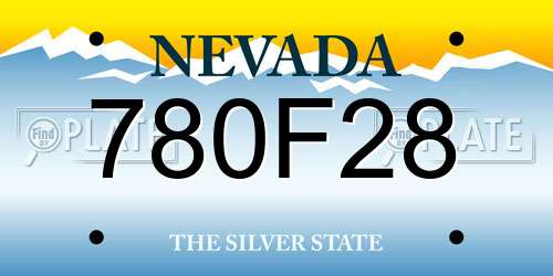 780F28 Nevada License Plate