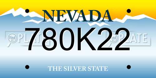 780K22 Nevada License Plate