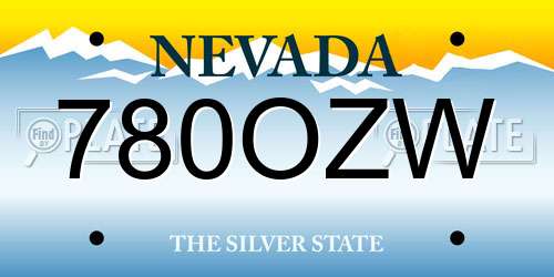 780OZW Nevada License Plate