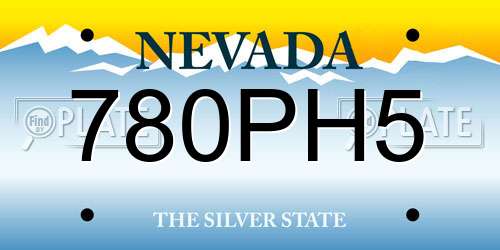 780PH5 Nevada License Plate