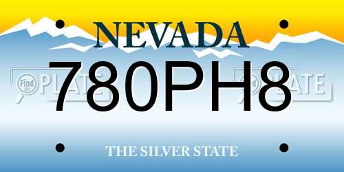 780PH8 Nevada License Plate