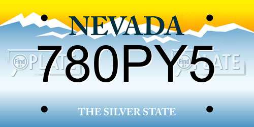780PY5 Nevada License Plate