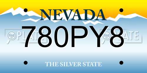 780PY8 Nevada License Plate
