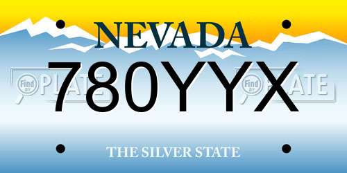 780YYX Nevada License Plate